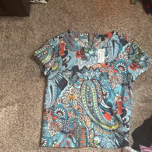Jcrew Colorful Paisley Print Top